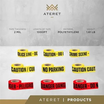 ATERET Premium 3" Yellow Caution Tape 1000ft Hazard Safety Decor