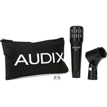 Audix i5 Dynamic Instrument Microphone: Pro Snare Mic/Guitar Amp Microphone - Black