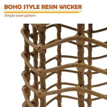 Solar Yard Boho Solar Nesting Tables with Built-in Lights - Set of 2, Weather-Resistant Wicker for Patio, Porch, Garden, Perfect Side Table for Outdoor Living, Natural & Stylish Design