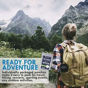 Lingito 5 Clear Emergency Rain Ponchos for Adults, Thicker, 100% Waterproof for Amusement Parks, Hikes, Camping and Concerts