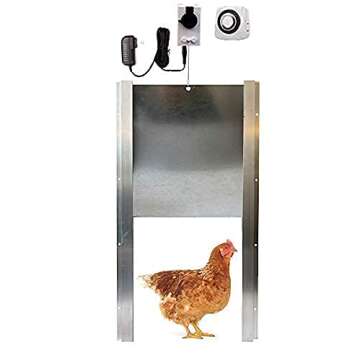 Automatic Chicken Coop Door Opener with Motor & Timer (1 Year Warranty) | Heavy Duty | Made USA | Auto Pop Door Opener | Chicken Coop Accessories | Metal