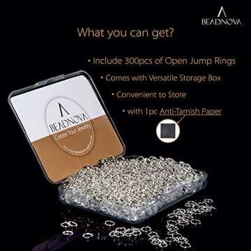 BEADNOVA 5mm Jump Rings for Jewelry Making Silver Open Jump Rings for Earrings and Keychains (300Pcs...