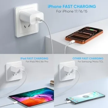 Fast Charging USB C Charger Kit for iPhone 17 16 15