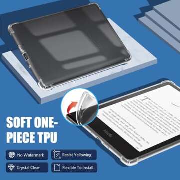 CoBak Clear Case for All-New Kindle Paperwhite 12th Gen 2024 (7") & Kindle Colorsoft Signature Edition (7") - Lightweight, Scratch-Proof Silicone Back Cover, Clear