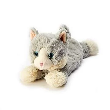 Warmies Microwavable & Weighted Stuffed Animals, Laying Down Gray Cat - Heated Stuffed Animal Plushi...