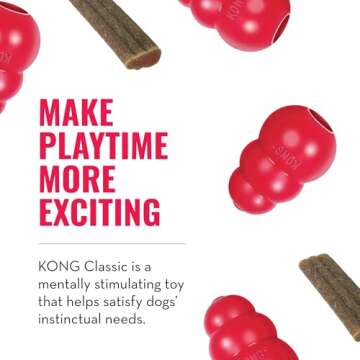 KONG Classic Toy & Ziggies Treats Combo Pack - Durable Chew Toy for Dogs - with Ziggies Chicken-Flavored Treats - Dog Accessories for Fun & Health - for Small Dogs