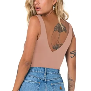 REORIA Sexy Plunge Deep V Neck Women’s Bodysuits