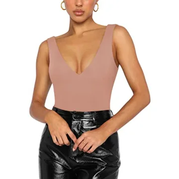 REORIA Sexy Plunge Deep V Neck Women’s Bodysuits