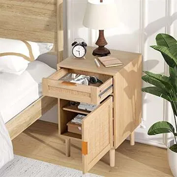 STHOUYN Rattan Nightstand Set - Elegant Storage Solution