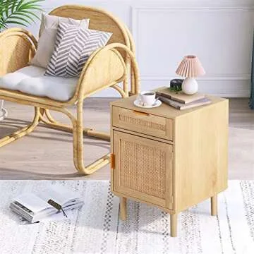 STHOUYN Rattan Nightstand Set - Elegant Storage Solution