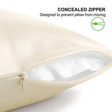 ALASKA BEAR Natural Silk Pillowcase with Random Color Scrunchie Gift Set, Hypoallergenic, 19 Momme, 600 Thread Count 100 Percent Mulberry Silk, Queen Hidden Zipper Closure (1pc, Cream)