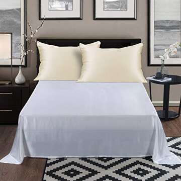 ALASKA BEAR Natural Silk Pillowcase with Random Color Scrunchie Gift Set, Hypoallergenic, 19 Momme, 600 Thread Count 100 Percent Mulberry Silk, Queen Hidden Zipper Closure (1pc, Cream)