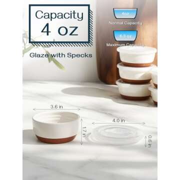 DOWAN 4 oz Ramekins with Lids – Versatile Ceramic Baking Bowls Set of 6
