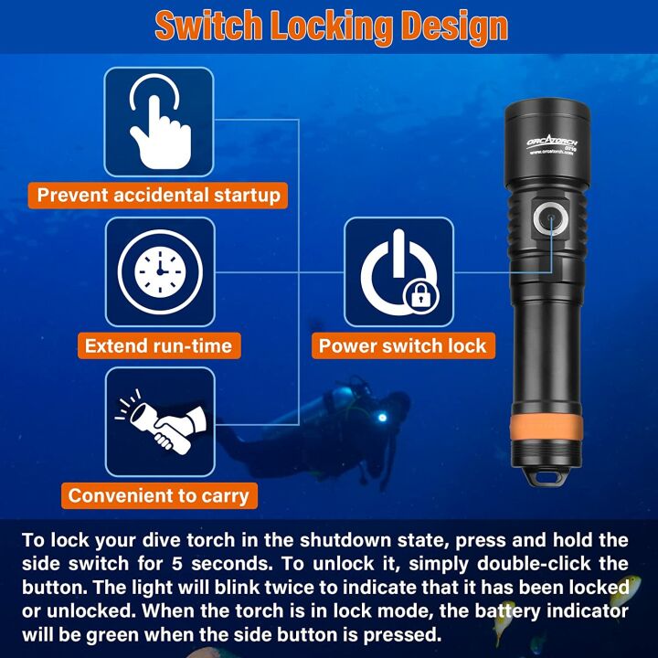 ORCATORCH D710 Diving Light - 3000 Lumen Waterproof