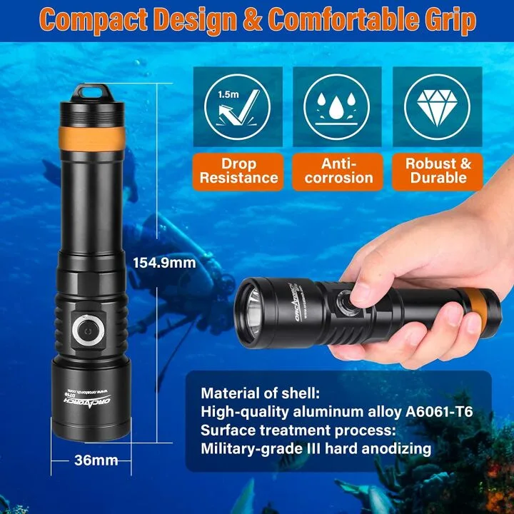 ORCATORCH D710 Diving Light - 3000 Lumen Waterproof