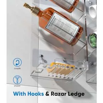 Ewinvos Clear Acrylic Shower Shelves for Modern Bathrooms