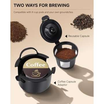 Vimukun Single Serve Coffee Maker,One Cup Coffee Maker for K-Cup Pods & Ground Coffee, Single Cup Coffee Machine with 6 to 14oz Reservoir, Auto Shut-off, Small Size(Blue)