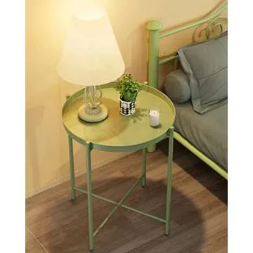 EKNITEY Small Side End Table - Versatile, Durable, Removable Tray