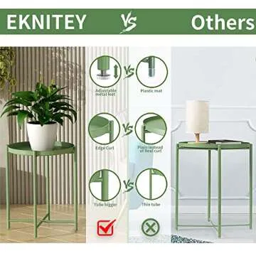 EKNITEY Small Side End Table - Versatile, Durable, Removable Tray