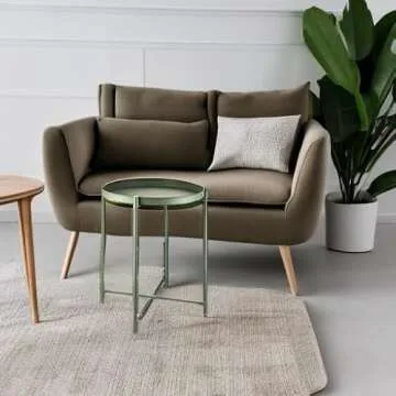 EKNITEY Small Side End Table - Versatile, Durable, Removable Tray