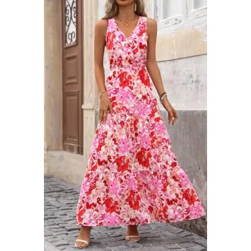 BTFBM Flowy Floral Maxi Dress for Women Summer Styles