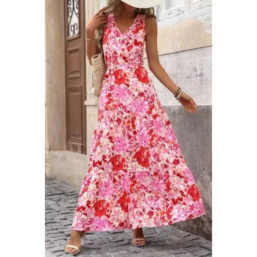 BTFBM Flowy Floral Maxi Dress for Women Summer Styles