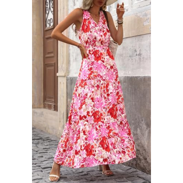 BTFBM Flowy Floral Maxi Dress for Women Summer Styles