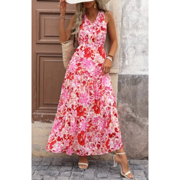 BTFBM Flowy Floral Maxi Dress for Women Summer Styles