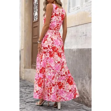 BTFBM Flowy Floral Maxi Dress for Women Summer Styles