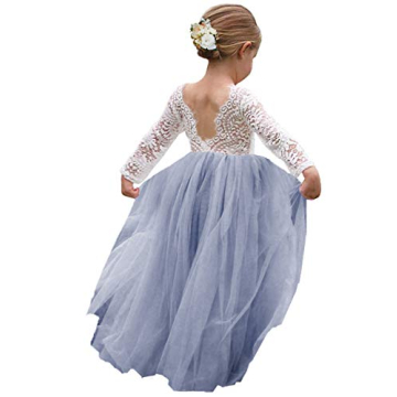 Elegant Gray Sleeve Tulle Tutu Flower Girl Dress for Toddlers