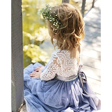 Gray Sleeve Tulle Tutu Flower Girl Dress for Toddlers