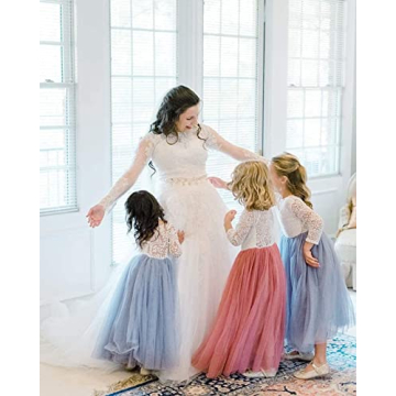 Gray Sleeve Tulle Tutu Flower Girl Dress for Toddlers