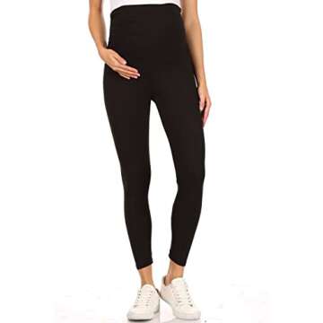 Leggings Depot Women's Maternity Leggings Over The Belly Pregnancy Casual Yoga Tights (Black, X-Larg...
