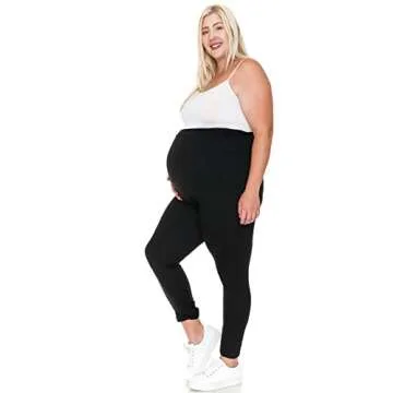 Leggings Depot Women's Maternity Leggings Over The Belly Pregnancy Casual Yoga Tights (Black, X-Large)