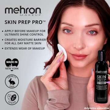 Mehron Makeup Skin Prep Pro Mattifying Skin Toner | Long Lasting Pre-Makeup Skin Primer 4 fl oz (120 ml)