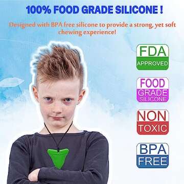 Chewy Necklaces for Sensory Kids, Silicone Chewy Necklaces for Boys and Girls with Autism, ADHD, SPD...