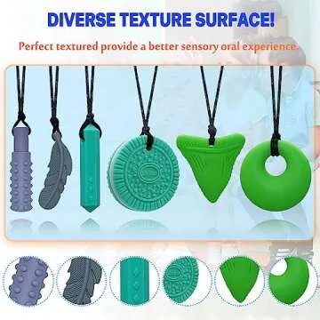 Chewy Necklaces for Sensory Kids, Silicone Chewy Necklaces for Boys and Girls with Autism, ADHD, SPD, Chewing, Oral Motor Therapy Toy
