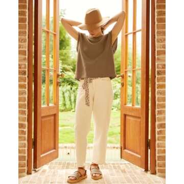 Locachy Women's Vintage Crew Neck Sweater Vest Casual Cap Sleeve Knit Pullover Tank Top Khaki S