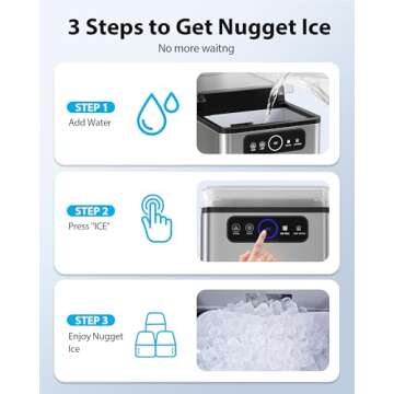 Aeitto Nugget Ice Maker 40Lbs/24H, Countertop Soft Chewable Ice Pebble Ice Machine, One-Click Operation, Auto Self-Cleaning Ice Makers with Scoop&Basket for Home, Office, Kitchen, Party (Grey)