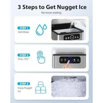 Aeitto Nugget Ice Maker 40Lbs/24H, Countertop Soft Chewable Ice Pebble Ice Machine, One-Click Operation, Auto Self-Cleaning Ice Makers with Scoop&Basket for Home, Office, Kitchen, Party (Grey)