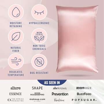 Blissy Silk Pillowcase - 100% Pure Mulberry Silk - 22 Momme 6A High-Grade Fibers - Silk Pillow Cover for Hair & Skin - Regular, Queen & King with Hidden Zipper (King, Pink)