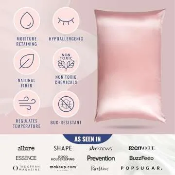 Blissy Silk Pillowcase - 100% Pure Mulberry Silk - 22 Momme 6A High-Grade Fibers - Silk Pillow Cover for Hair & Skin - Regular, Queen & King with Hidden Zipper (King, Pink)