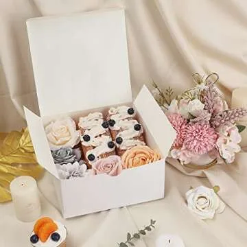 Moretoes White Gift Boxes 20pcs 8x8x4 Inches Paper Gift Box with Lids for Wedding Present Bridesmaid Proposal Gift Graduation Holiday Birthday Party Favor Engagements and Christmas Day