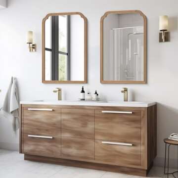 WallBeyond Wood Bathroom Mirrors for Wall Mounted, 24" x 36" Rustic Wood Frame Wall Mirrors Decorati...