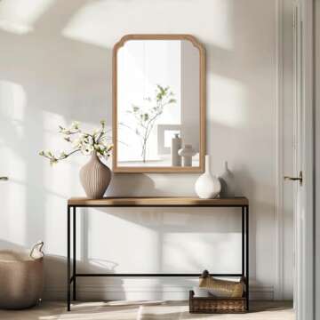 WallBeyond Wood Bathroom Mirrors for Wall Mounted, 24" x 36" Rustic Wood Frame Wall Mirrors Decorative for Living Room or Bedroom Vanity Mirror (Honey-Colored)