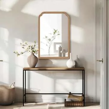 WallBeyond Wood Bathroom Mirrors for Wall Mounted, 24" x 36" Rustic Wood Frame Wall Mirrors Decorative for Living Room or Bedroom Vanity Mirror (Honey-Colored)