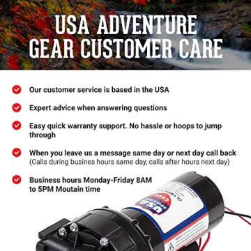 USA Adventure Gear 5.5GPM 12V 80PSI Water Pump | High Pressure Washdown | Marine Decks Ranch | Professional Grade Heavy Duty Pump | Made in the USA Model 5550