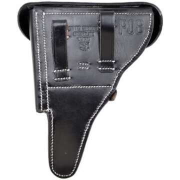 WWII German P08 Luger Hardshell Pistol Holster Black Pattern 1908 (Free Luger Tool)