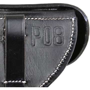 WWII German P08 Luger Hardshell Pistol Holster Black Pattern 1908 (Free Luger Tool)
