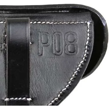 WWII German P08 Luger Hardshell Pistol Holster Black Pattern 1908 (Free Luger Tool)